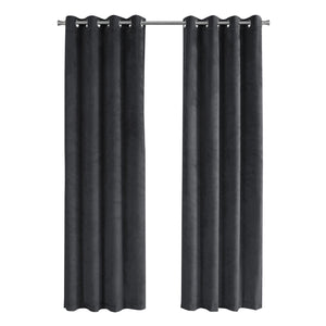 Monarch Specialties I 9824 Rideau, Ensemble 2pcs, 54"w X 95"l, Obscurcissement De La Pièce, Passe-fil, Salon, Chambre À Coucher, Cuisine, Velours, Polyester, Gris, Contemporain, Moderne - Simple Boutique