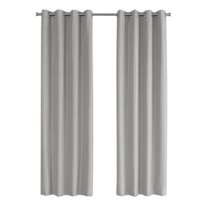 Monarch Specialties I 9835 Rideau, Ensemble 2pcs, 54"w X 84"l, 100% Bloque Lumiere, Passe-fil, Salon, Chambre À Coucher, Cuisine, Isolation Thermique, Polyester, Gris, Contemporain, Moderne - Simple Boutique