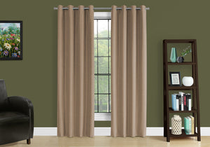 Monarch Specialties I 9838 Rideau, Ensemble 2pcs, 54"w X 84"l, 100% Bloque Lumiere, Passe-fil, Salon, Chambre À Coucher, Cuisine, Isolation Thermique, Polyester, Brun, Contemporain, Moderne - Simple Boutique