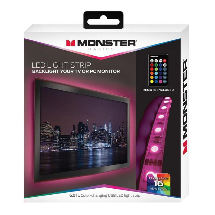 Monster WLB7-1023-BLK - Ensemble de Ruban LED de 6.5 Pieds avec Télécommande - Simple Boutique