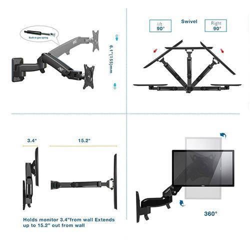 NB Support Mural Pour TV À 1 Bras Articulé 17" À 27" De Type Levier - Simple Boutique