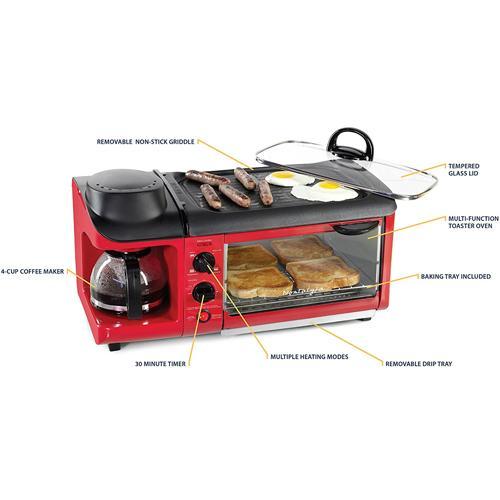 Nostalgia BSET300 Appareil À Déjeuner Muti-Tâches Rétro Rouge - Simple Boutique