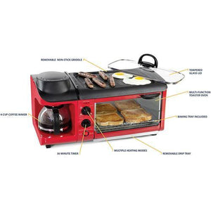 Nostalgia BSET300 Appareil À Déjeuner Muti-Tâches Rétro Rouge - Simple Boutique