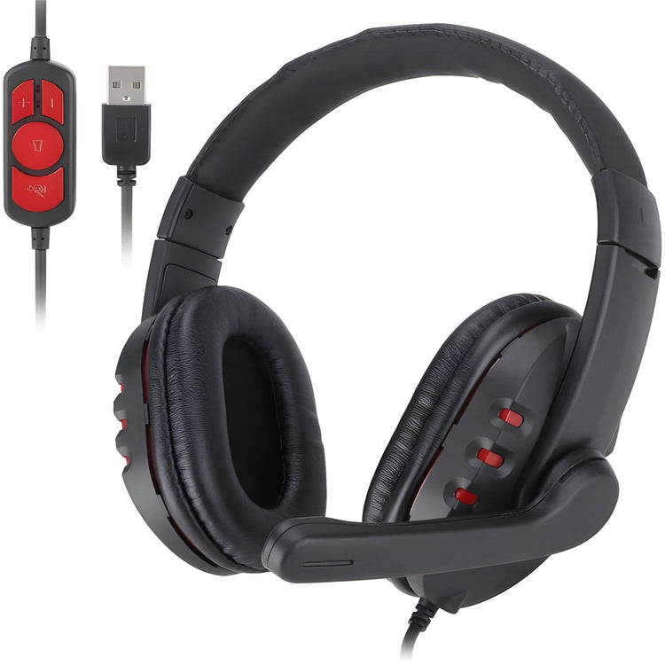 Ovleng - Casque de Jeu Filaire USB avec Microphone et Télécommande, Noir - Simple Boutique