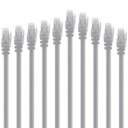 Paquet Valeur de 10x Câble ethernet réseau Cat6 500MHz RJ-45 1.5 pi gris - Simple Boutique