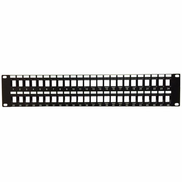 Patch Panel vide pour connecteurs keystone 48 ports noir 19" 2U - Simple Boutique