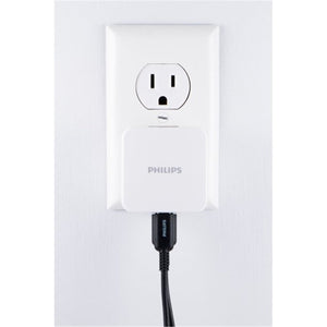 Philips - Chargeur USB Mural avec 1 Prise USB-A et 1 Prise USB-C, Blanc - Simple Boutique