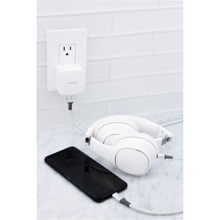 Philips - Chargeur USB Mural avec 1 Prise USB-A et 1 Prise USB-C, Blanc - Simple Boutique