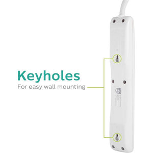 Philips - Emballage de 2 Protecteurs de Surtension à 6 Prises, Protection de 450 Joules, Blanc - Simple Boutique