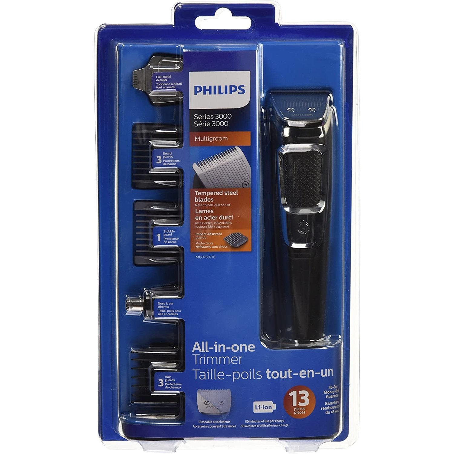 Philips - Ensemble de Tondeuse Sans-Fil et 13 Accessoires, Batterie Rechargeable, Noir - Simple Boutique