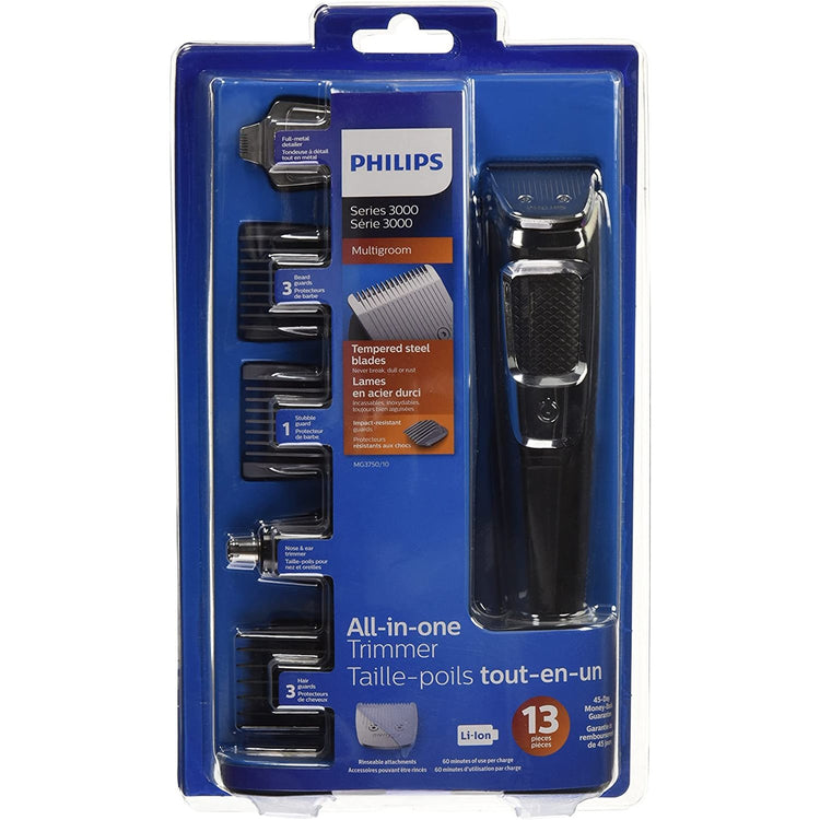 Philips - Ensemble de Tondeuse Sans-Fil et 13 Accessoires, Batterie Rechargeable, Noir - Simple Boutique