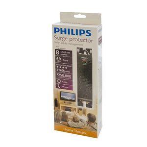 Philips Protecteur De Surtension Électrique 8 Prises 2160J 4Pi Noir - Simple Boutique