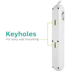 Philips - Protecteur de Surtension à 4 Prises et 2 Port USB, 720 Joules, Cordon de 4 Pieds, Blanc - Simple Boutique