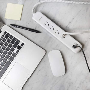 Philips - Protecteur de Surtension à 4 Prises et 2 Port USB, 720 Joules, Cordon de 4 Pieds, Blanc - Simple Boutique