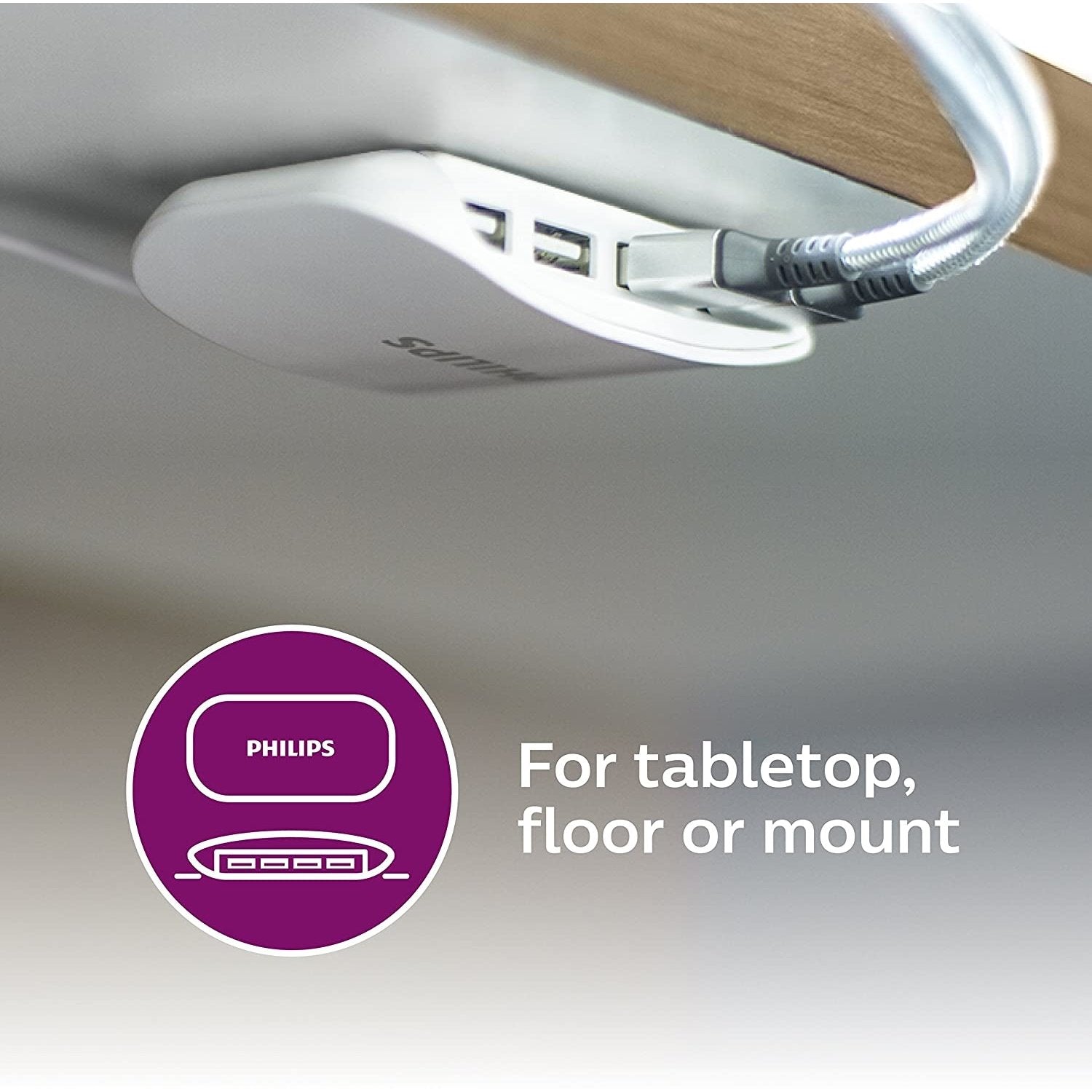 Philips - Station de Chargement avec 4 Ports USB 4.8A, Blanc - Simple Boutique