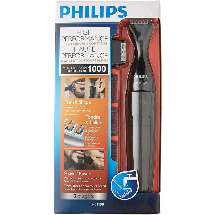 Philips - Tondeuse à Batterie, Comprend 3 Peignes de Précision et 1 Mini Rasoir, Noir - Simple Boutique