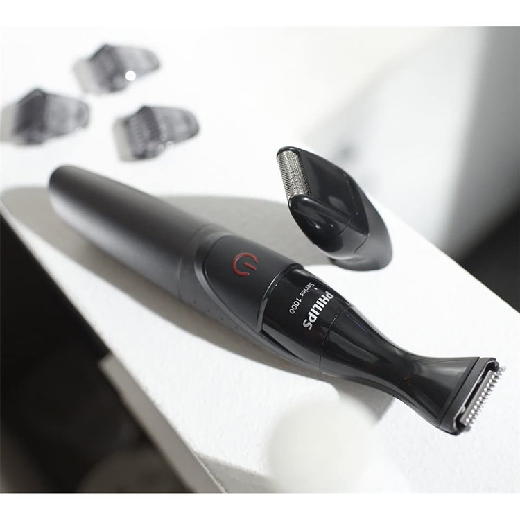 Philips - Tondeuse à Batterie, Comprend 3 Peignes de Précision et 1 Mini Rasoir, Noir - Simple Boutique