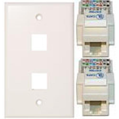 Plaque murale Cat5e Keystone Kit (Plaque + 2 connecteurs) - Simple Boutique