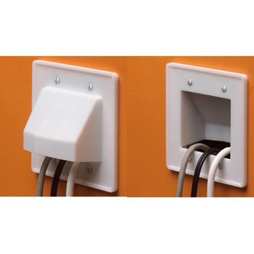 Plaque murale "Pass-thru" tout câbles DOUBLE Blanc Réversible - Simple Boutique