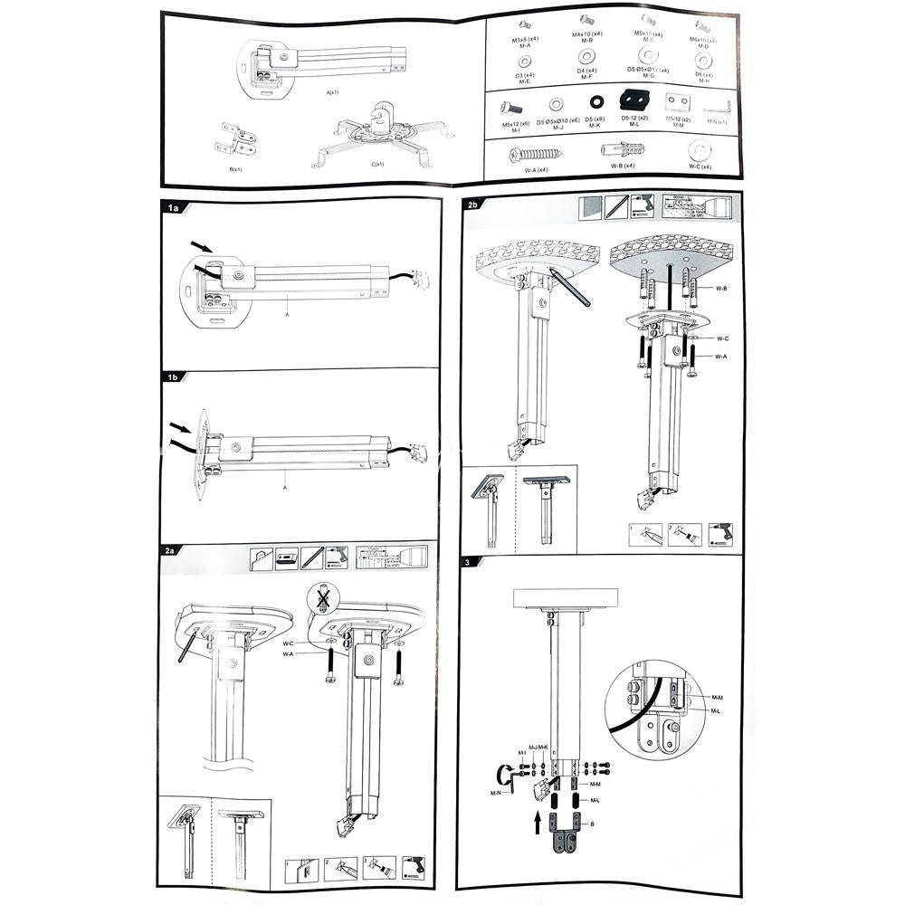 Prime Mounts Support Projecteur Extensible 21.5 à 35.5" Plafond Noir - Simple Boutique