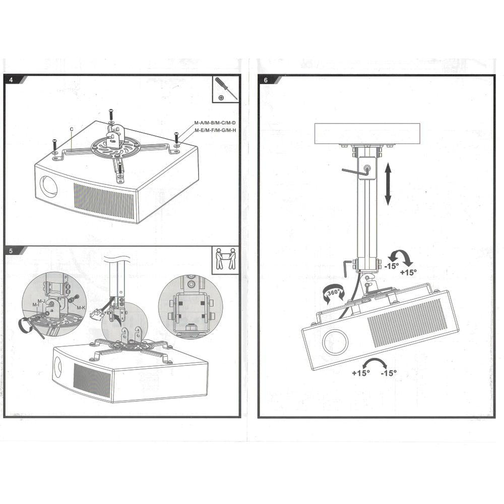 Prime Mounts Support Projecteur Extensible 21.5 à 35.5" Plafond Noir - Simple Boutique