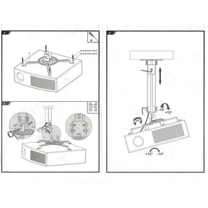 Prime Mounts Support Projecteur Extensible 21.5 à 35.5" Plafond Noir - Simple Boutique