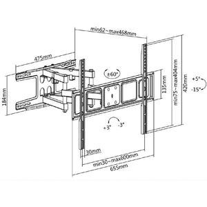 Pro-HD - Support Articulé À Double Bras pour Téléviseur de 37'' - 70'', Poid Maximum de 40kg (88lbs), Noir - Simple Boutique