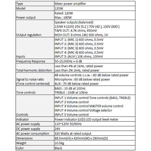 Prologue SA-134 Amplificateur Monophonique Préamplificateur 120W Avec Sorties 8 Ohms Et 70 V - Simple Boutique
