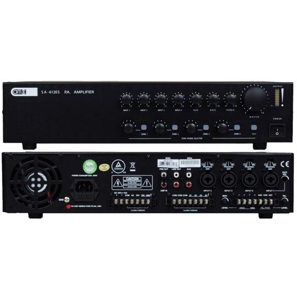 Prologue SA-6120S Amplificateur 120w 70v ou 8 Ohms Entrées Micro AUX Téléphone 4 Zones avec contrôles de volumes - Simple Boutique
