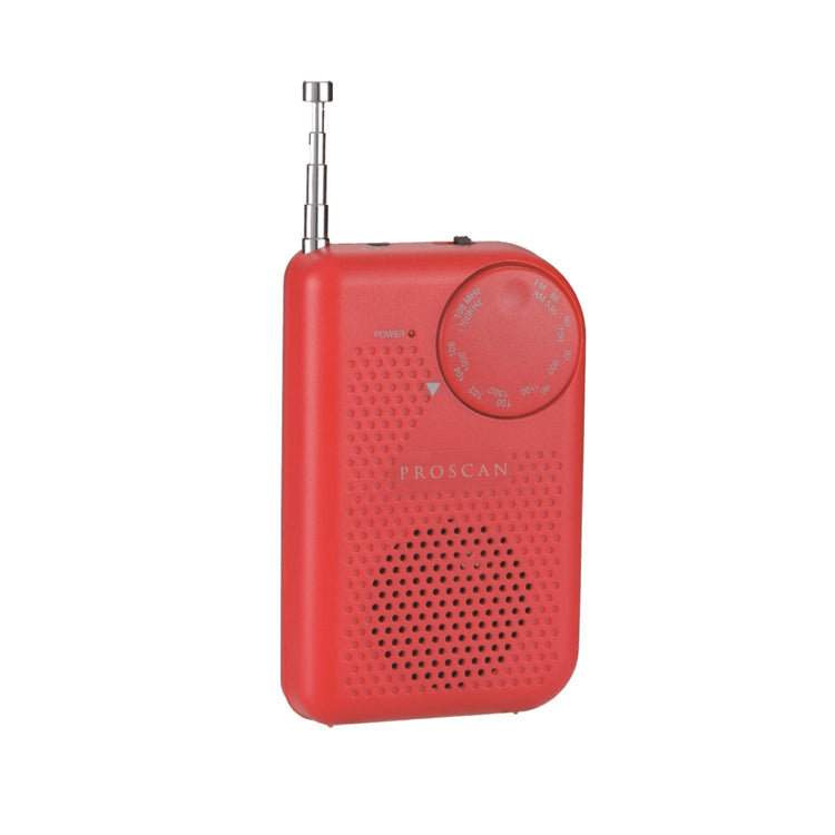Proscan - Radio AM/FM Portative, Entrée 3.5mm, Rouge - Simple Boutique