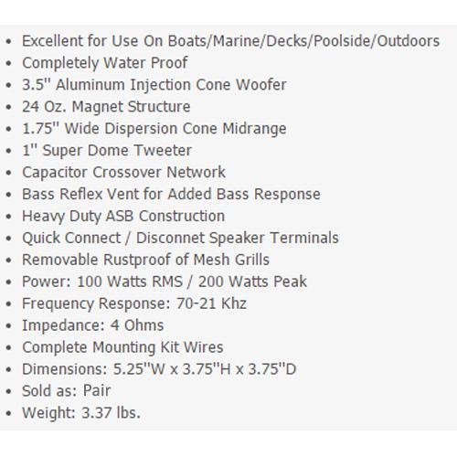 Pyle Haut-parleurs (2) Intérieur/Extérieur 2 voies 3.5" avec support Noir Blanc ou Argent - Simple Boutique