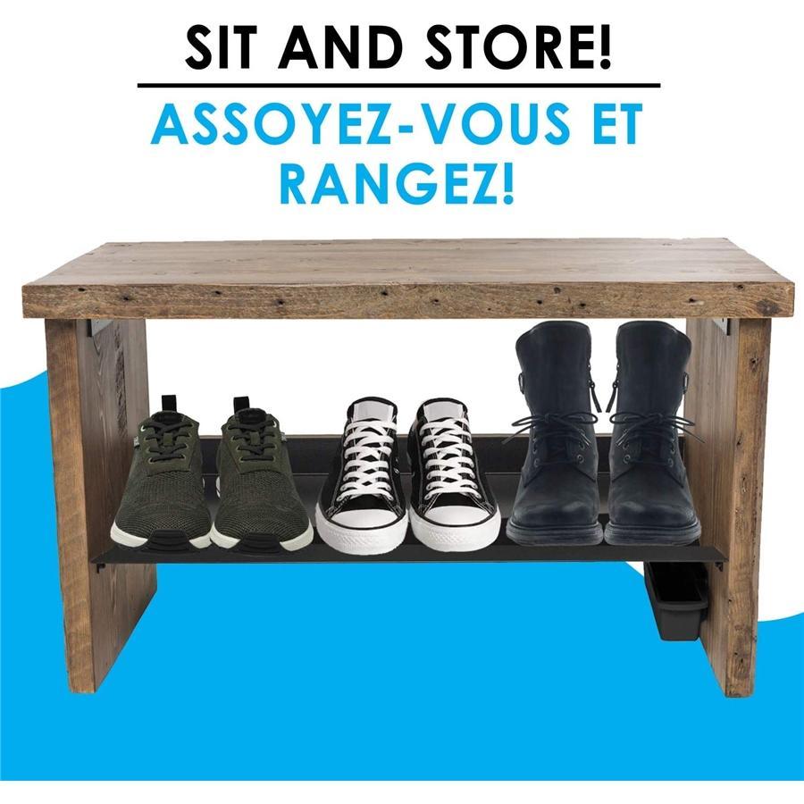 RAKABOT - Banc d'entrée avec Rangement pour Chaussures et Bottes avec Système de Récupération d'eau, Bois - Simple Boutique