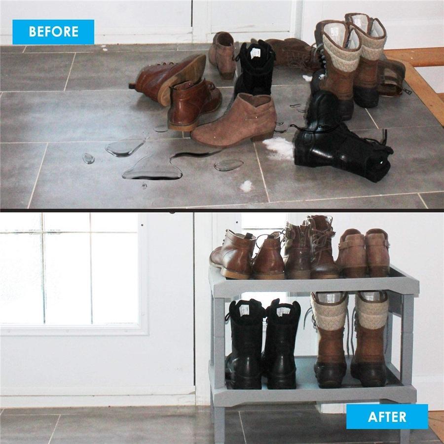 RAKABOT - Étagère de Rangement pour Chaussures, Bottes d'hiver et Bottes de Pluie avec Système de Récupération d'eau, Gris Anthracite - Fait au Canada - Simple Boutique