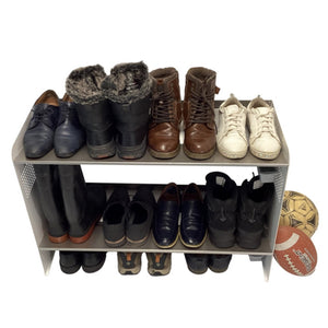 RAKABOT Signature - Étagère de Rangerment pour Bottes d'hiver et Bottes de Pluies avec Système de Récupération d'eau, Fait au Canada, Fini Acier Inoxidable/Coté Blanc - Simple Boutique