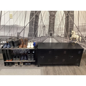 RAKABOT Signature - Étagère de Rangerment pour Bottes d'hiver et Bottes de Pluies avec Système de Récupération d'eau, Fait au Canada, Fini Acier Inoxidable/Coté Blanc - Simple Boutique