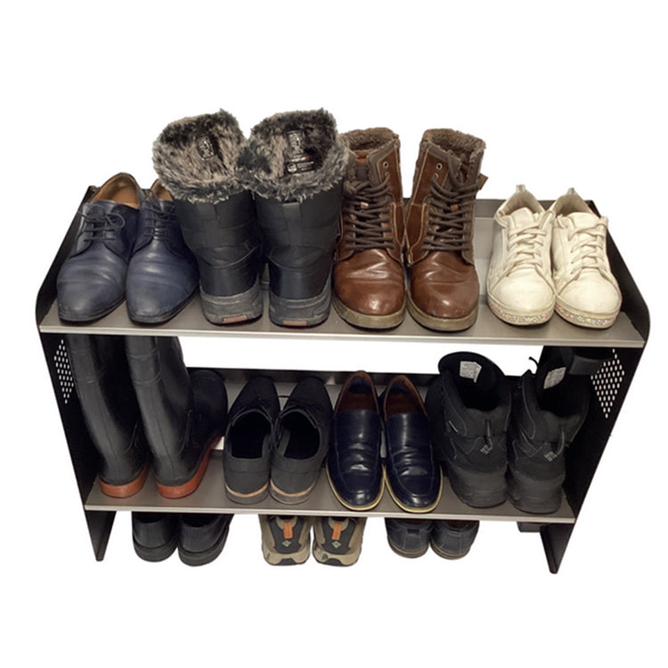 RAKABOT Signature - Étagère de Rangerment pour Bottes d'hiver et Bottes de Pluies avec Système de Récupération d'eau, Fait au Canada, Fini Acier Inoxidable/Coté Noir - Simple Boutique