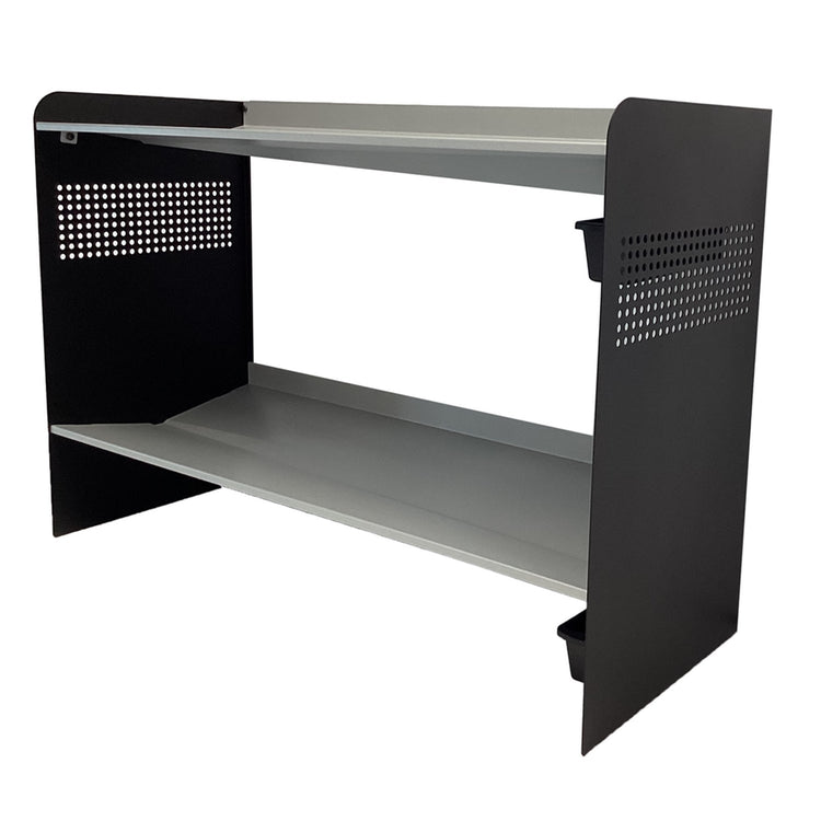 RAKABOT Signature - Étagère de Rangerment pour Bottes d'hiver et Bottes de Pluies avec Système de Récupération d'eau, Fait au Canada, Fini Aluminium Brossé/Cotés Noir - Simple Boutique