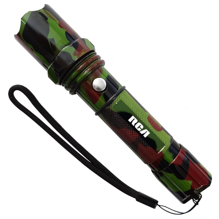RCA - Lampe de Poche en Métal DEL XPE, Rechargeable, 450 Lumens, Motif Camouflage - Simple Boutique