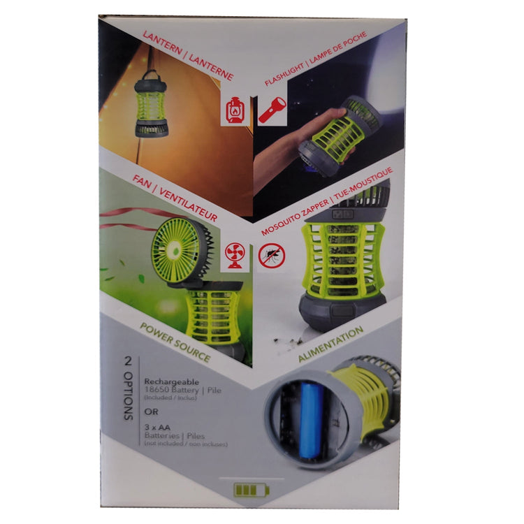 RCA RFL0100 - 4 en 1 Lanterne Rechargeable, Lampe de Poche LED, Ventilateur repliable et Anti-Moustiques - Simple Boutique