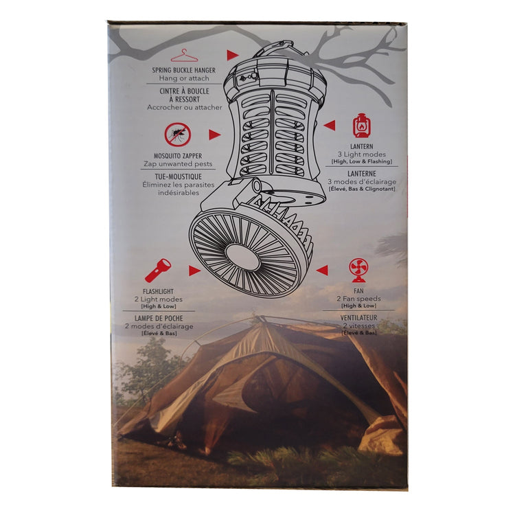 RCA RFL0100 - 4 en 1 Lanterne Rechargeable, Lampe de Poche LED, Ventilateur repliable et Anti-Moustiques - Simple Boutique