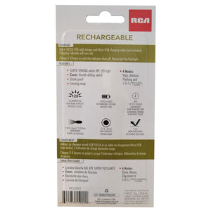 RCA RFL5001 - Lampe de Poche LED, Rechargeable, Puissante de 120 Lumens avec Zoom - Simple Boutique