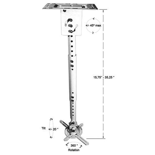 Royal Mounts Support Pour Projecteur Extensible Pour Plafond Blanc Max 33Lbs ROY7409PMW - Simple Boutique