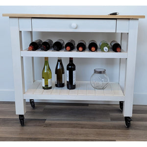 SB Îlot de Cuisine mobile sur Roues 38" x 18" x 34" avec Tiroir Blanc - Fabriqué au Canada - Simple Boutique