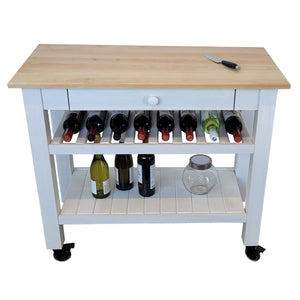 SB Îlot de Cuisine mobile sur Roues 38" x 18" x 34" avec Tiroir Blanc - Fabriqué au Canada - Simple Boutique
