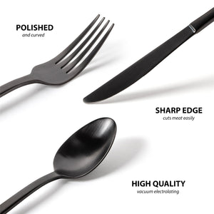 Safdie & Co - Ensemble de Couverts/Coutellerie en Acier Inoxydable, 20 Morceaux, Vont au Lave-Vaiselle, Effet Miroir Noir - Simple Boutique