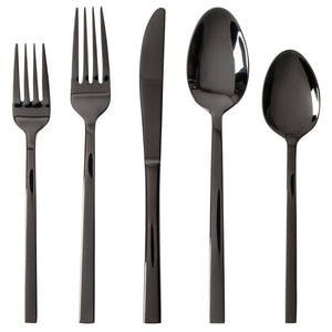 Safdie & Co - Ensemble de Couverts/Coutellerie en Acier Inoxydable, 20 Morceaux, Vont au Lave-Vaiselle, Effet Miroir Noir - Simple Boutique