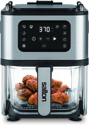Salton AF2090 Friteuse à Air, Capacité de 4.6L, 10 Fonctions Préprogrammées, Panier en Verre, Noir - Simple Boutique