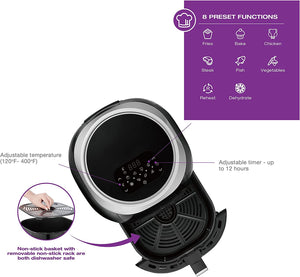 Salton AF2103 Friteuse à Air XXL, Capacité de 8L, 8 Fonctions Préprogrammées, Affichage Digital, 1700 Watts, Noir - Simple Boutique