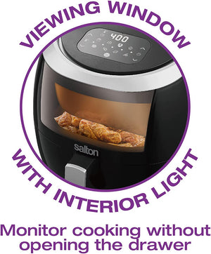 Salton AF2103 Friteuse à Air XXL, Capacité de 8L, 8 Fonctions Préprogrammées, Affichage Digital, 1700 Watts, Noir - Simple Boutique