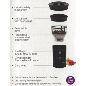 Salton CG1770 Moulin À Café intelligent - Simple Boutique